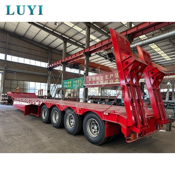 4-axle 60-ton Low-bed Semi-trailer For Transporting Containerized Goods, Equipment, Machinery/hydraulic Ladders high quality