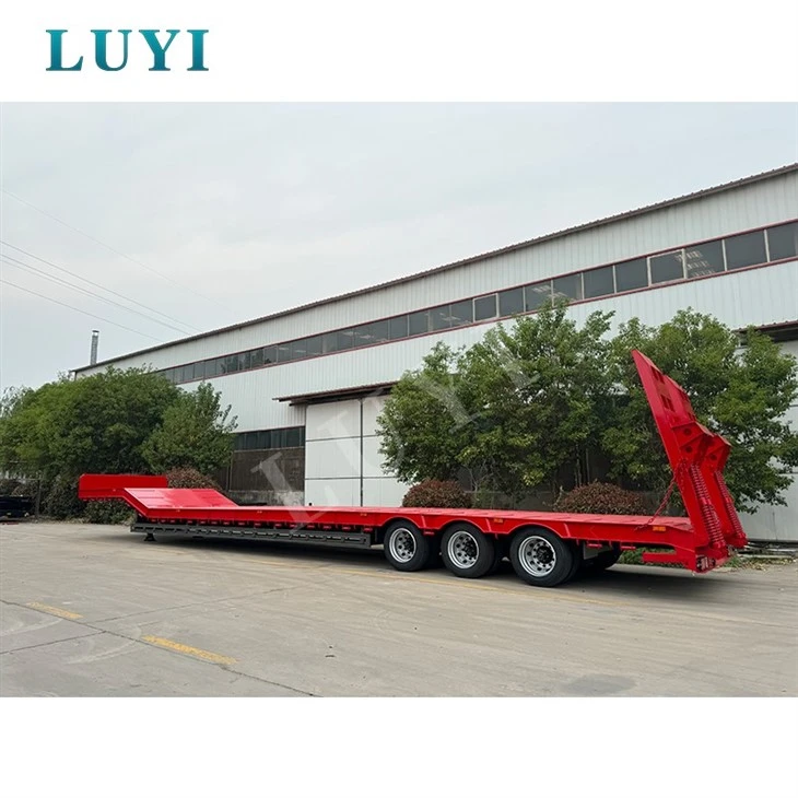 3 Axle Low Bed Semi Trailer For Heavy Equipment Transport factory