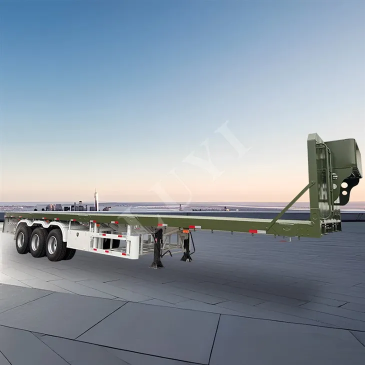 Uch marta trag'li yarim treyler 60 tonna 20 fut va 40 fut konteynerlarga mos keladi